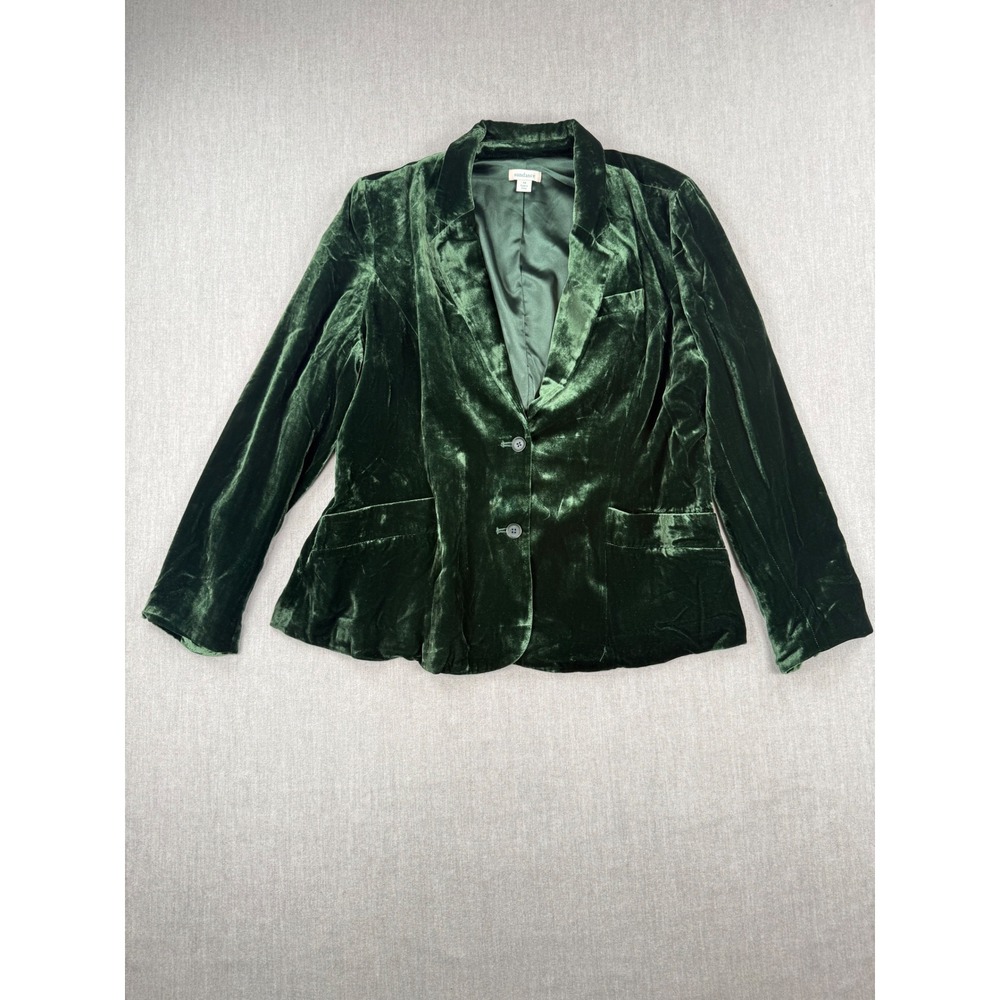 Sundance Forest Green Silk‎ Blend Velvet Blazer Jacket Womens Size 14 HOL18